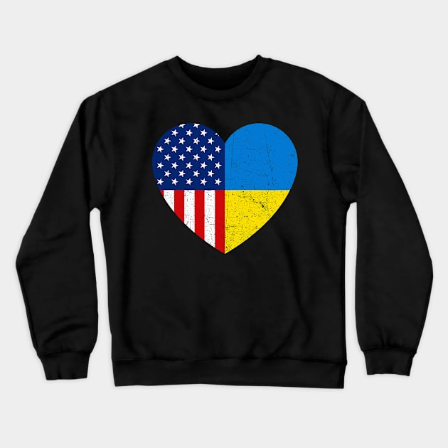 Vintage Ukraine Ukrainian Flag Heart Support Ukraine Crewneck Sweatshirt by snnt